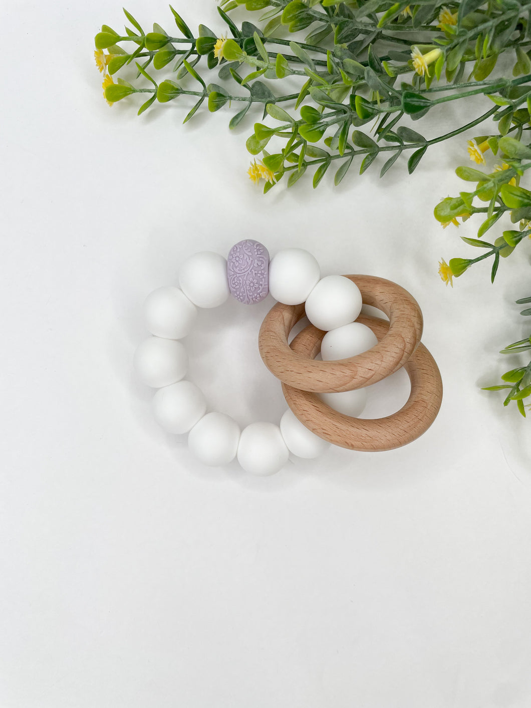 Lilac Engraved Teething Rattle