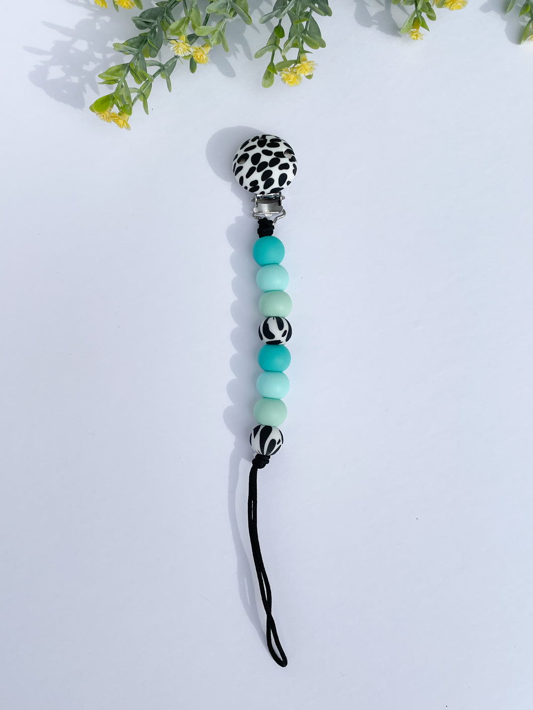 Turquoise Cow Paci Clip
